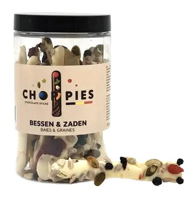 Choppies Chocolate Sticks Wit Bessen-Zaden 100gr